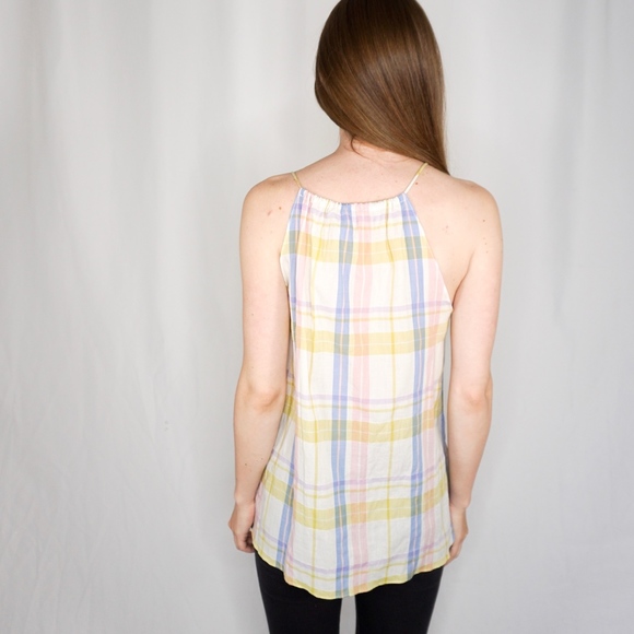 CREATURES OF COMFORT Cotton Plaid Tank Top Blue - Picture 4 of 8